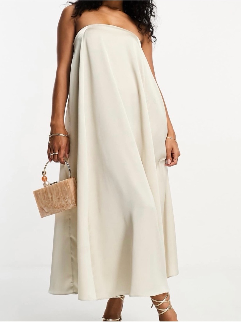 ASOS Strapless Flowing Maxi Dress in Cream